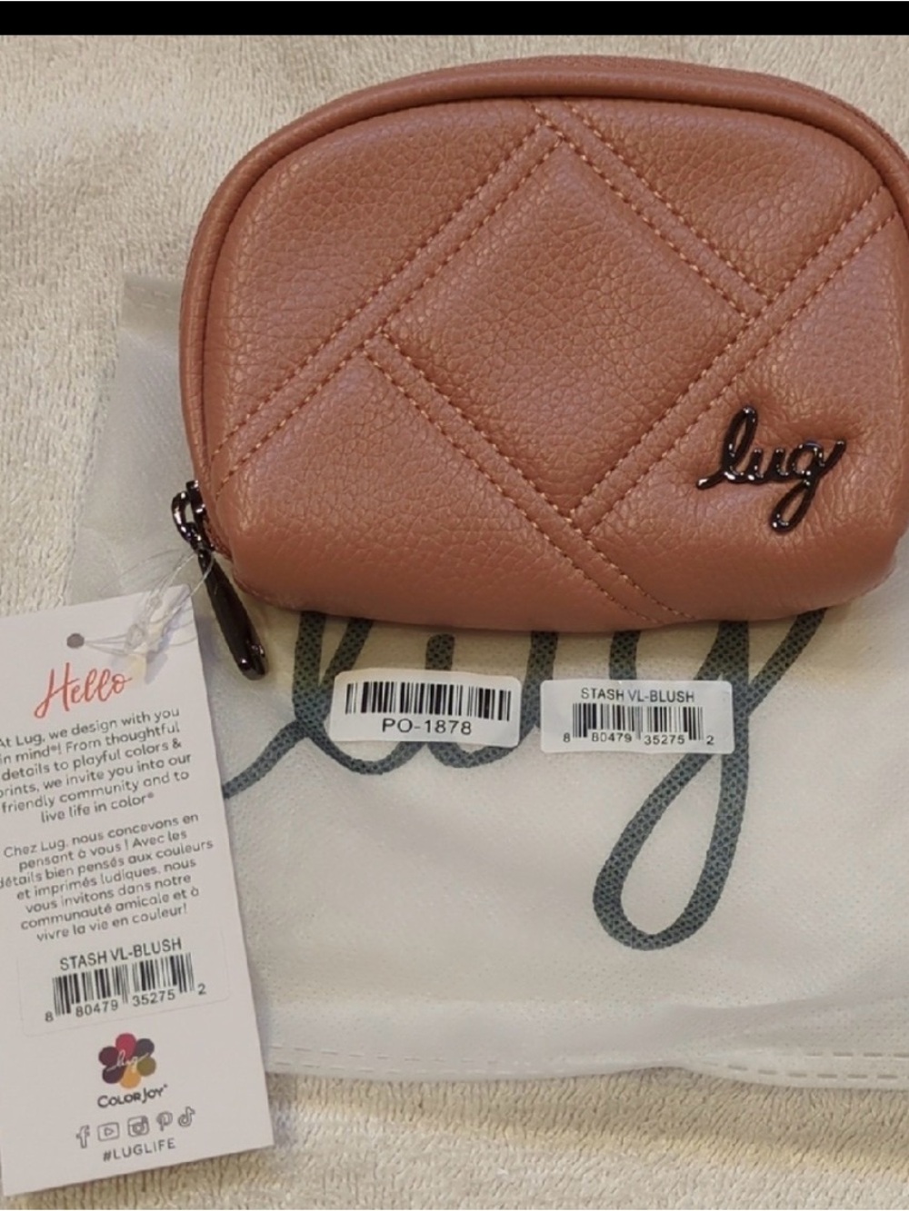 🌸 LUG Stash RFID Vegan Leather Pouch | Blush Pink | Card Case | Coin Purse | NWT - Picture 7 of 9